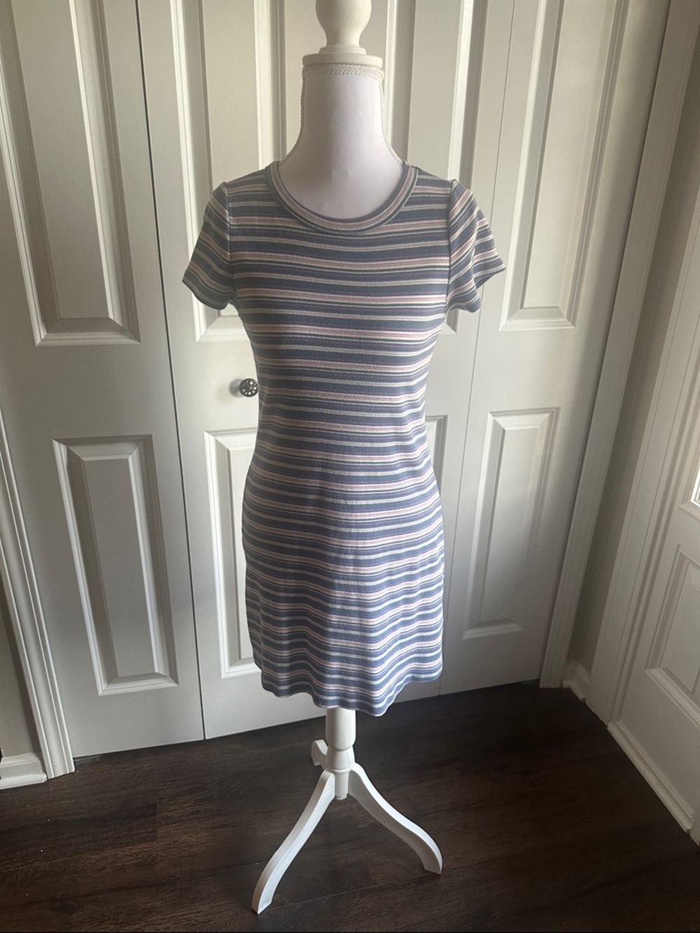 American Eagle Outfitters Striped Mini Dress in Blue and White